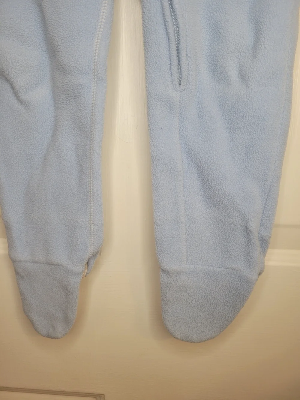 Vintage L.L. Bean Light Blue Fleece Kids One-Piece Zipper Footed Pajamas